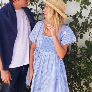 Innika Choo Farm Smock - Baby Blue Gingham, OS, EUC